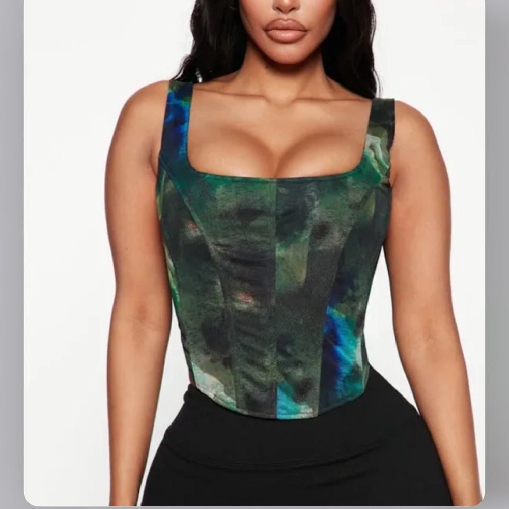 Search for me mesh corset top green/combo